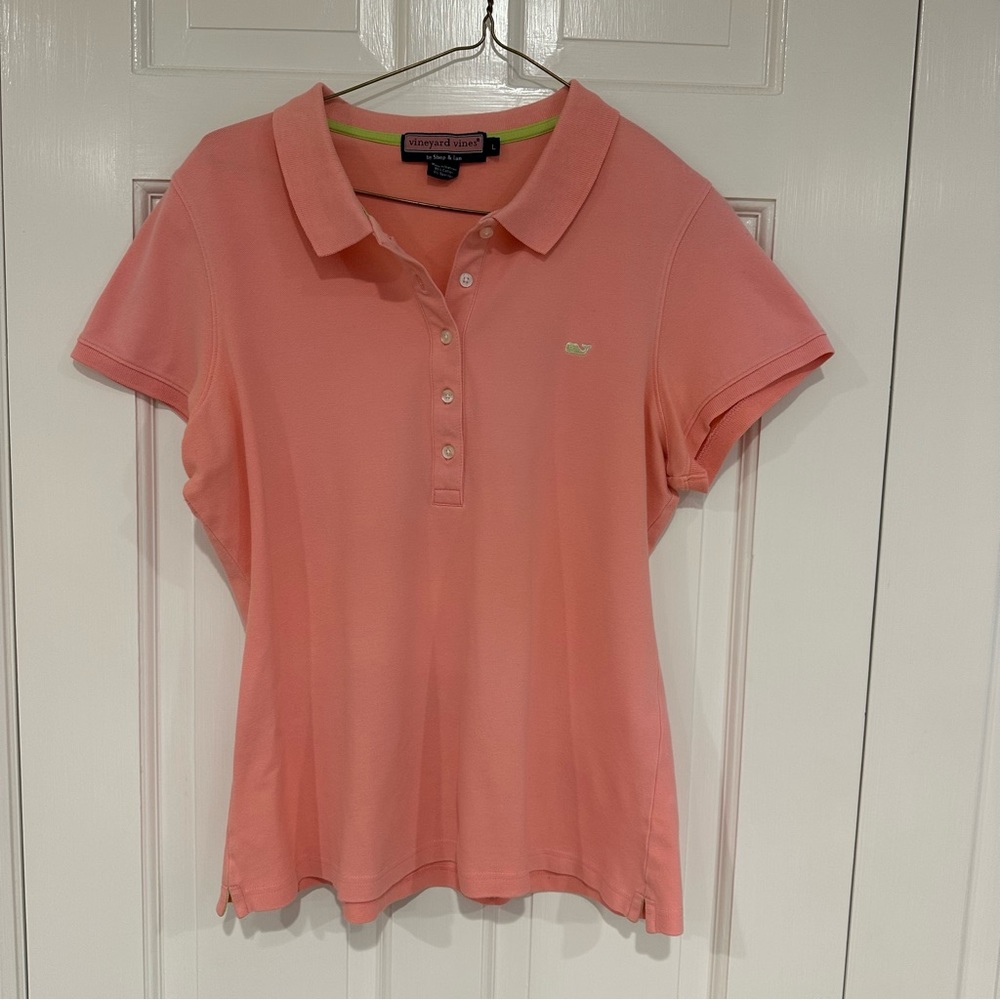 Vineyard vines women’s short sleeve cotton polo shirt light pink size large - Picture 4 of 9